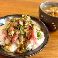 ネギトロ丼と豚汁| ふくすけ食堂さん