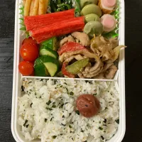 焼肉＆わかめご飯弁当|まちゃさん