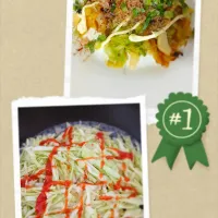 ライスペーパーで具だくさんお好み焼き.+:｡ ヾ(◎´∀｀◎)ﾉ ｡:+.