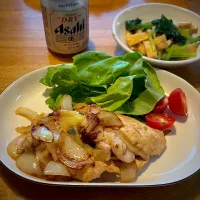 豚の生姜焼きと、小松菜と油揚げの煮浸し|もえさん