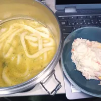 野菜粉砕ポタージュうどん ＆ コストコのポテサラ|darkbaronさん
