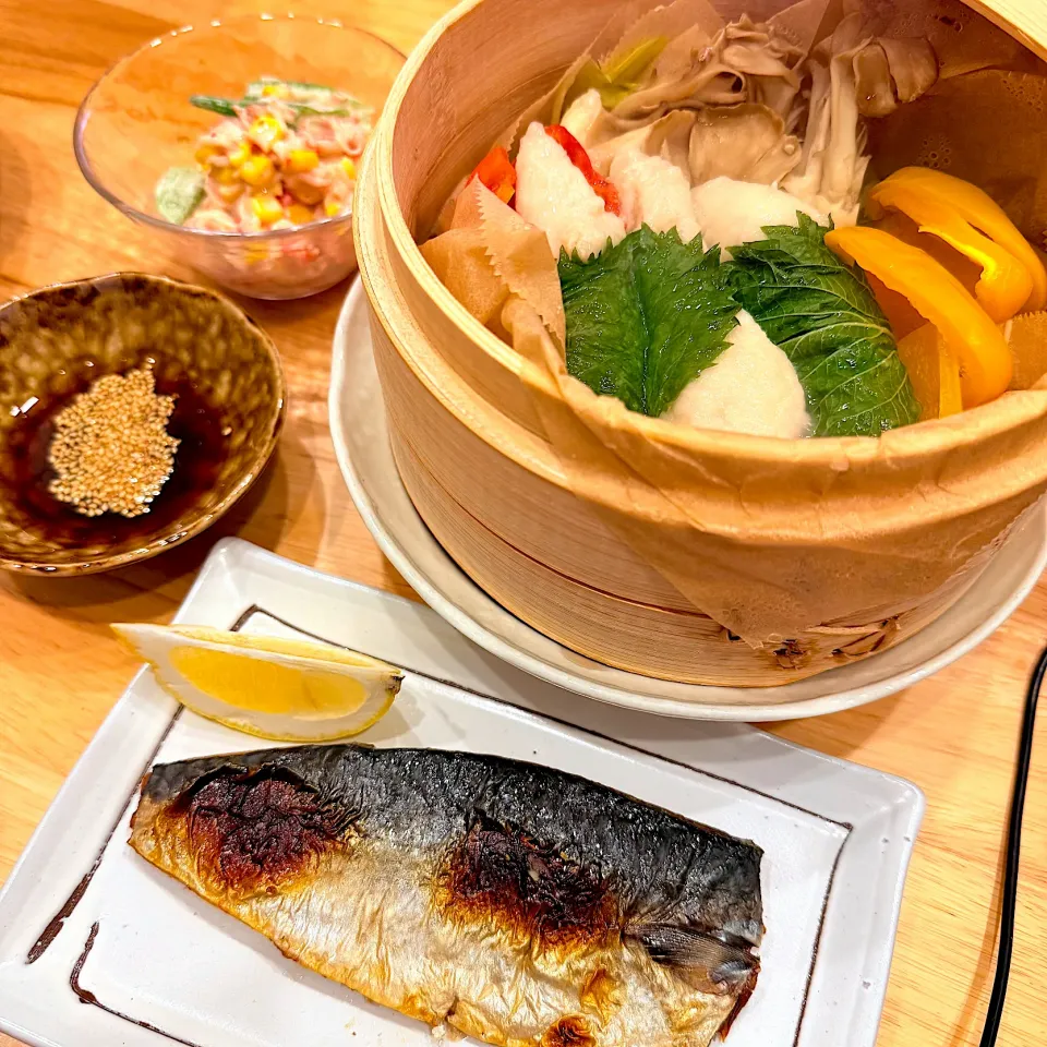 ササミとキノコの蒸籠蒸し|もやぴさん