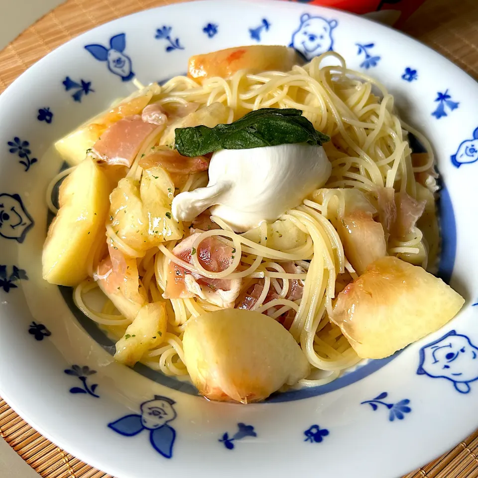 桃と生ハム、モッツァレラ冷製パスタ|kekekeさん