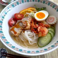 米麺で盛岡冷麺風|とんちんさん