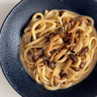 Mushroom carbonara udon |12Dragonさん