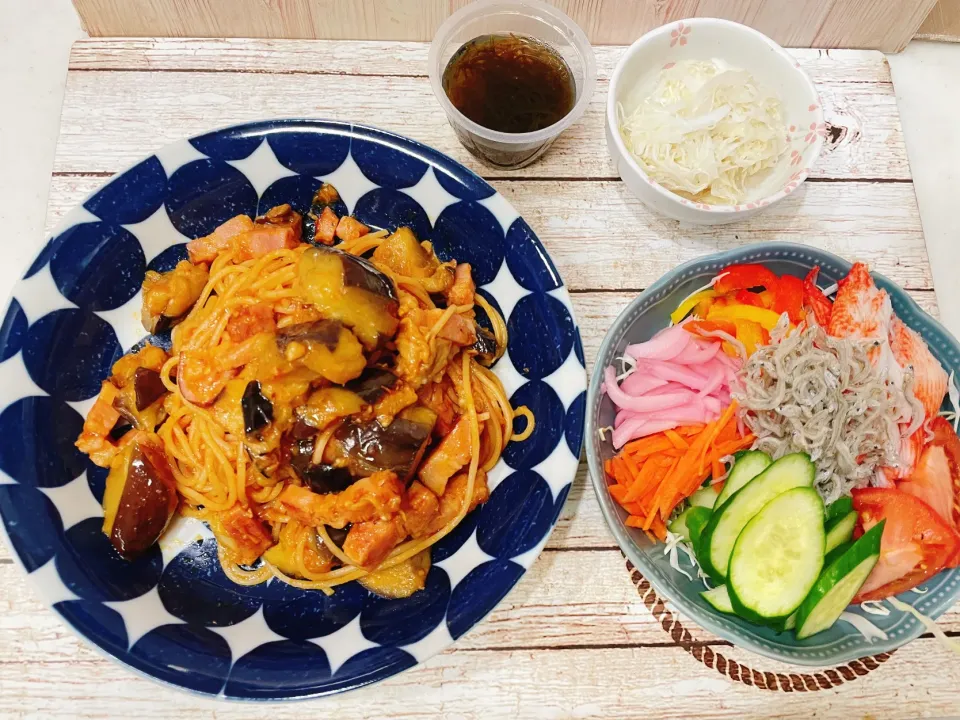 ベーコンと茄子のトマトガーリックパスタ|chou  chouさん