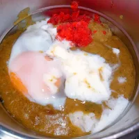 生タマゴ乗せ野菜粉砕甘口カレーライス|darkbaronさん