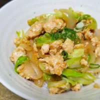 パパ作👨鶏ひき肉とキャベツの甘辛丼
