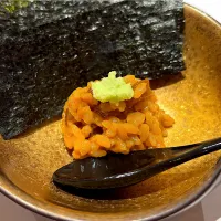 8月14日・［お寿司のコース🍣］④あん肝と奈良漬けの混ぜご飯😋✨（奈良漬けカリカリで抜群の食感❣️）