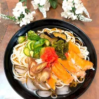 鮭、たらこの冷汁素麺| ショコラさん