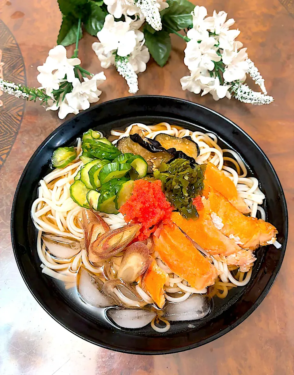鮭、たらこの冷汁素麺|ショコラさん