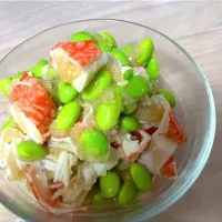 カニカマ、枝豆のおろしポン酢和え|もーやんさん