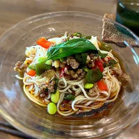 残り物ガパオのぶっかけ素麺|リフルシャッフルさん