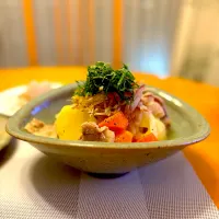 薬味と一緒に塩肉じゃが👩🏻‍🍳