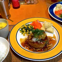 シメジ餡掛けハンバーグ|ゆんたくさん