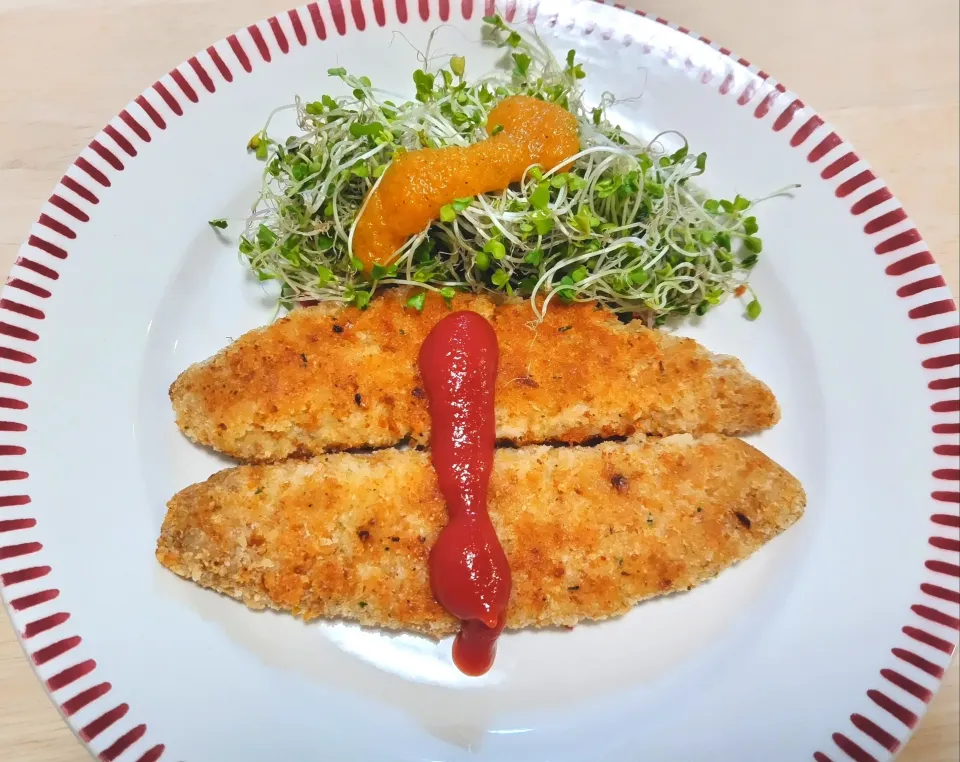 2025 0815　白身魚の香草パン粉焼き　サラダ|いもこ。さん