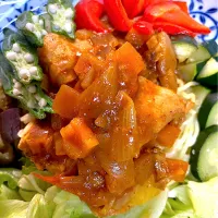 カレー冷やし中華夏野菜添え|ミキさん