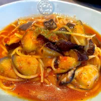 どっさりなすとカキのトマトソースパスタ★リトルシェフ|leimomiさん