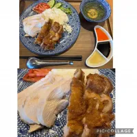 休日のランチはシンガポールチキンライス🇸🇬の蒸し鶏と揚げ鶏ハーフ&ハーフ@横浜ベイサイドマリーナ。お久しぶりで美味しくいただきました。|sniper66さん