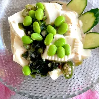 枝豆入りネバネバお豆腐サラダ〜和風胡麻ドレッシング|Ayaさん