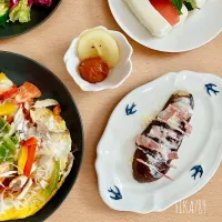 sucreroomさんの料理 チーズとろける🧀なすのハッセルバックです〜(∩´∀`∩)💕