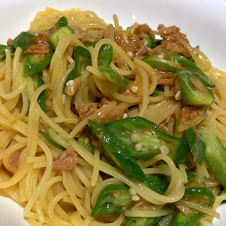 オクラとツナの冷製パスタ|あきさん