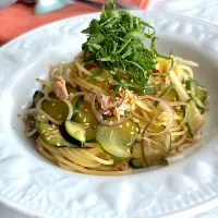 ツナと浅漬けのパスタ