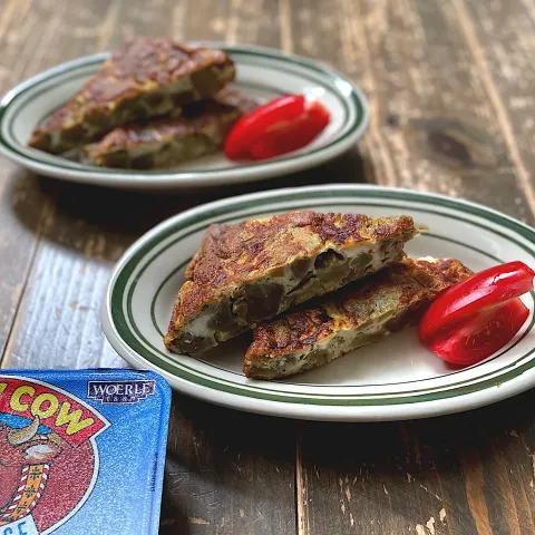 「ハッピーカウクリームチーズ　プレーン・ハーブ」を使ってみたSnapdishの料理・レシピ写真:なす炒めとクリームチーズのフリッタータ