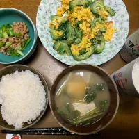 夕食　ゴーヤと卵の炒めもの|ATさん