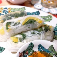 たくあんと大葉の生春巻き😋|きつねさん