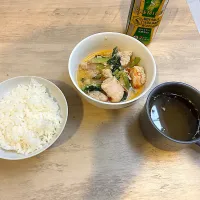 冷凍した味つけてた豆乳坦々チキン、オニオンスープ|りょうさん