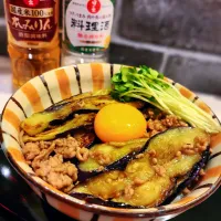 茄子の照り焼きそぼろ丼