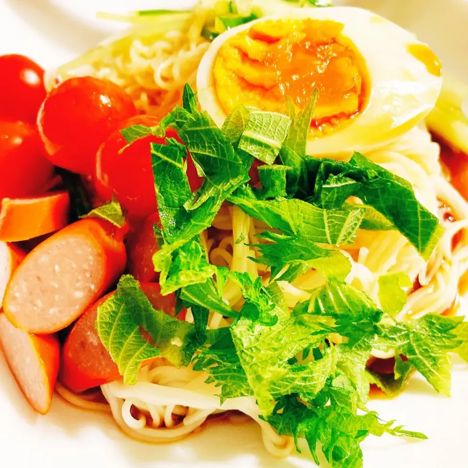 冷やし中華風素麺|唐揚げ大好きおかんさん