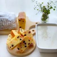 ドライフルーツパウンドと牛豆乳かん♡|わことひろさん