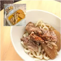 冷凍していた豚骨大根でぶっかけうどん|mi_neneco♪さん
