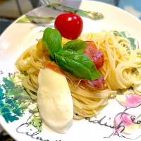 桃とモッツァチーズと生ハムの冷製パスタ|Bon Sutaさん