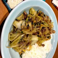 #夕飯　ソース味挽肉野菜炒め丼|ms903さん
