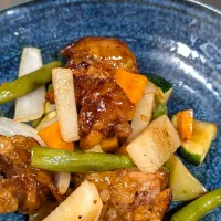 鶏肉の黒甘酢炒め