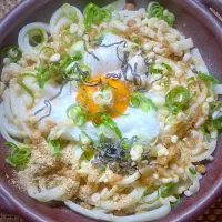 納豆釜玉冷やしうどん|すくらんぶるえっぐさん