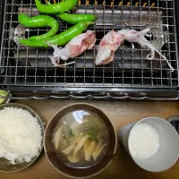 夕食　ヒイカ炙り焼き　ビール🍻| ATさん
