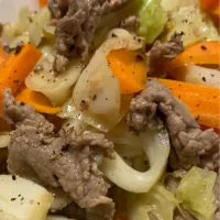 牛こま肉と野菜のオイスターソース風味|お家でbar!さん