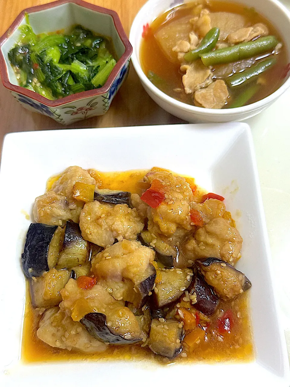 鶏肉とナスの油淋鶏ソース炒め献立|besさん