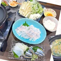 鱧しゃぶ  イカ 秋刀魚刺身で 晩ご飯|sakuramochiさん