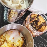 Good morning eggs peanut butter chocolate iced latte seasalt 😍😋🥚🥚🥜🍫☕|🍒lynnlicious🍒さん