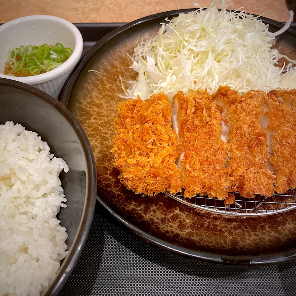 チキンかつ定食（大盛）・トッピングポテトサラダ・ミニ鬼おろしポン酢|haradataさん