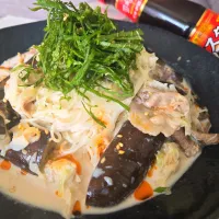 ラー油でピリ辛！茄子豚しゃぶ素麺|しあるさん
