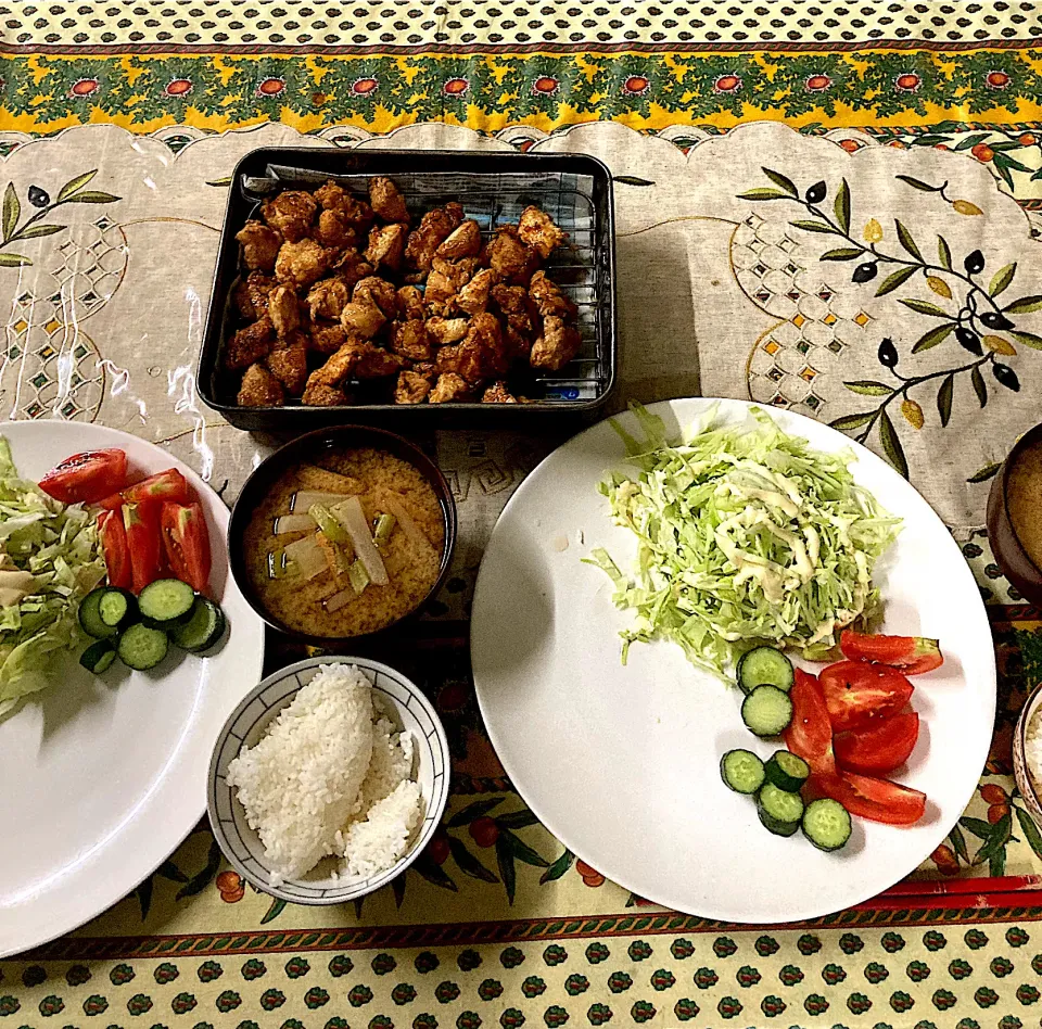 今日の夕方、藤沢の家内（はやと）のところに帰ってきました。晩ご飯はぼくのリクエストではやとが唐揚げを作ってくれました。はやとの作る唐揚げがぼくは一番好きです。|なびさん