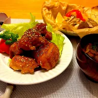 ヤンニョムチキンとキノコの包み焼き🍄‍🟫