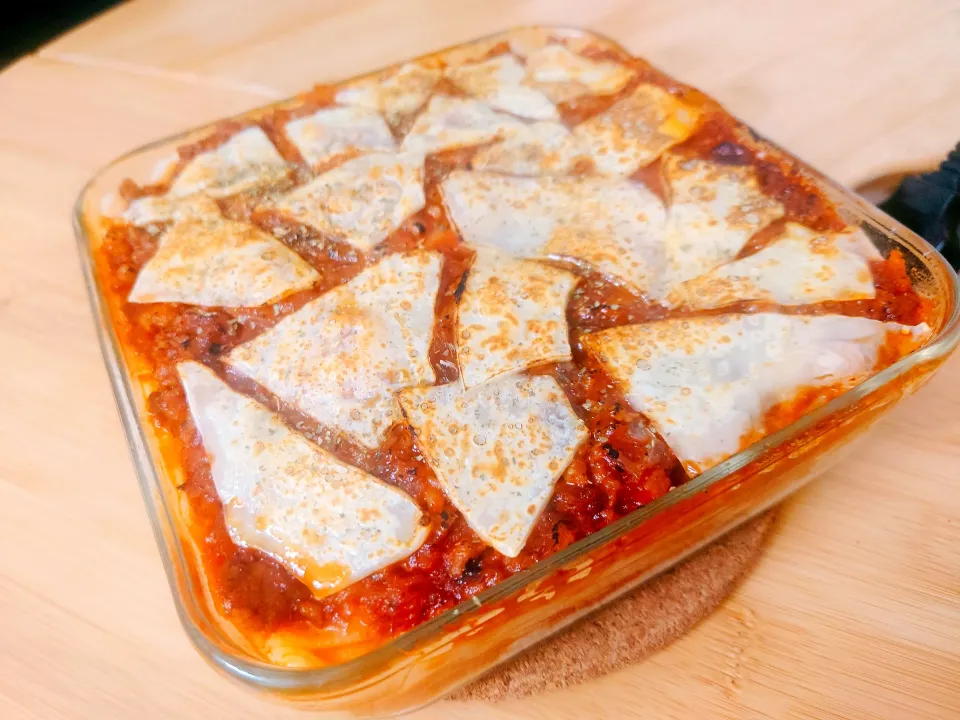 餃子の皮ラザニア|ちりさん