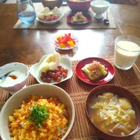 からあげビールさんの料理 モリモリ2色そぼろどーんでムスコの置きランチ|まめころさん